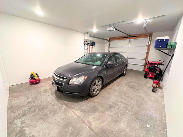 garage with a garage door opener