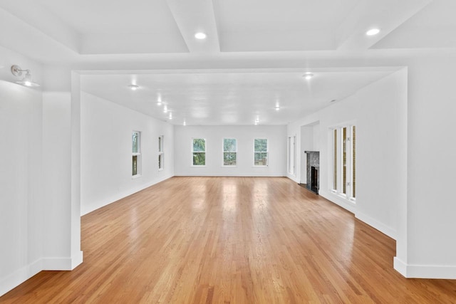 unfurnished living room featuring light wood-type flooring