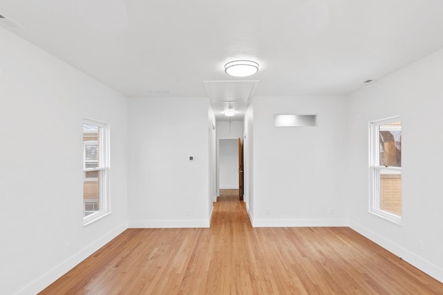 empty room with light wood-type flooring