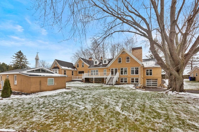 view of front of property with a deck