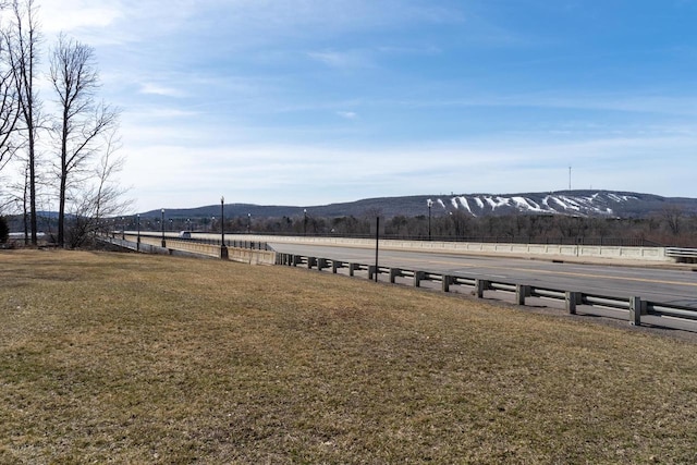 view of yard with a rural view and a mountain view