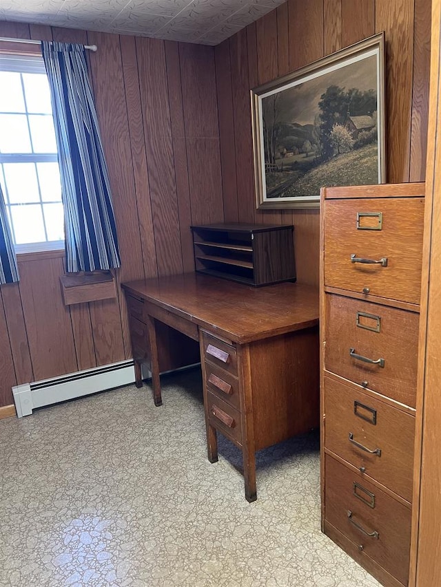 3367 County Road Y, Custer, WI 54423 - office with a baseboard radiator and wood walls