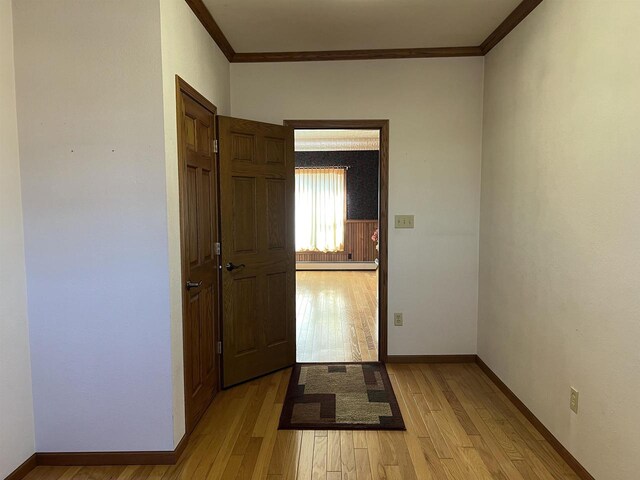 3367 County Road Y, Custer, WI 54423 - entryway with ornamental molding, light wood-style flooring, and baseboards