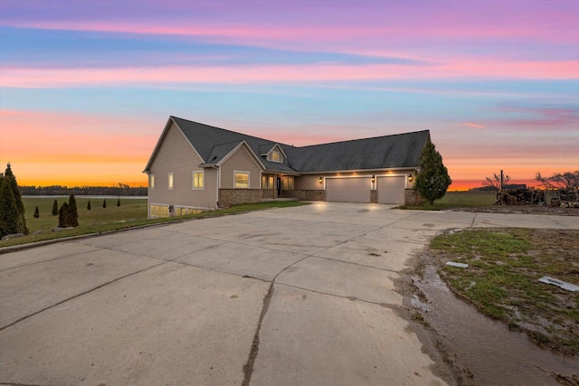 view of front of home with a garage