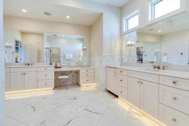 9809 Trappers Trl, Middleton, WI 53562 - bathroom featuring tile walls, tile flooring, and vanity