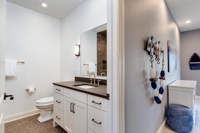 9809 Trappers Trl, Middleton, WI 53562 - bathroom with oversized vanity, toilet, and tile floors