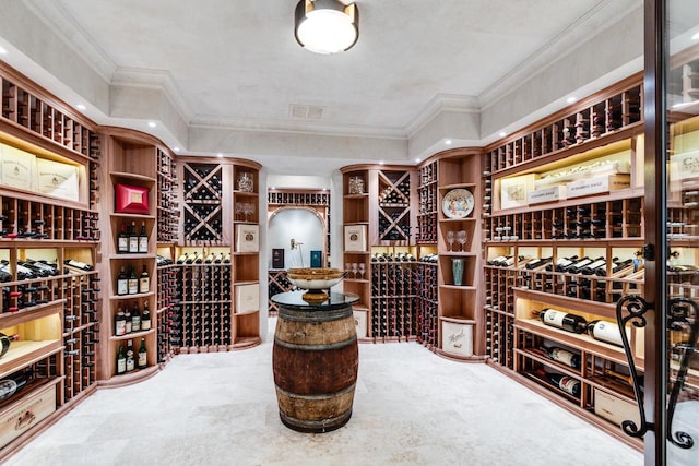 9809 Trappers Trl, Middleton, WI 53562 - wine cellar featuring tile flooring and ornamental molding