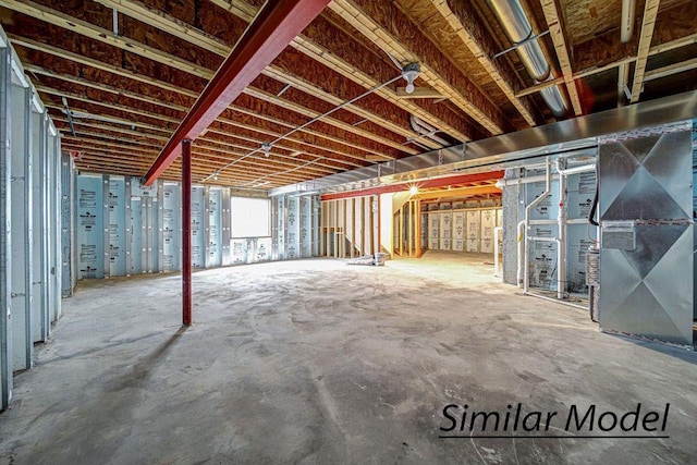 basement with heating unit