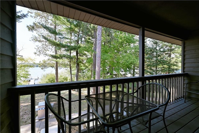 deck with a water view