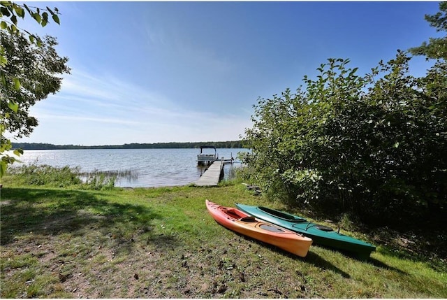 property view of water featuring a dock