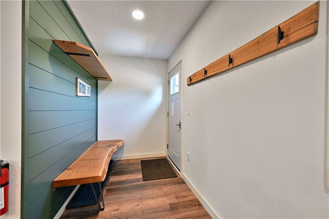 mudroom featuring dark wood-type flooring