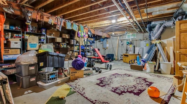 storage area featuring water heater