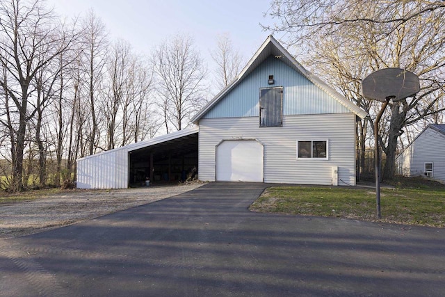 exterior space with an outbuilding