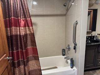 bathroom featuring shower / tub combo with curtain