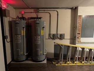 utility room with electric water heater