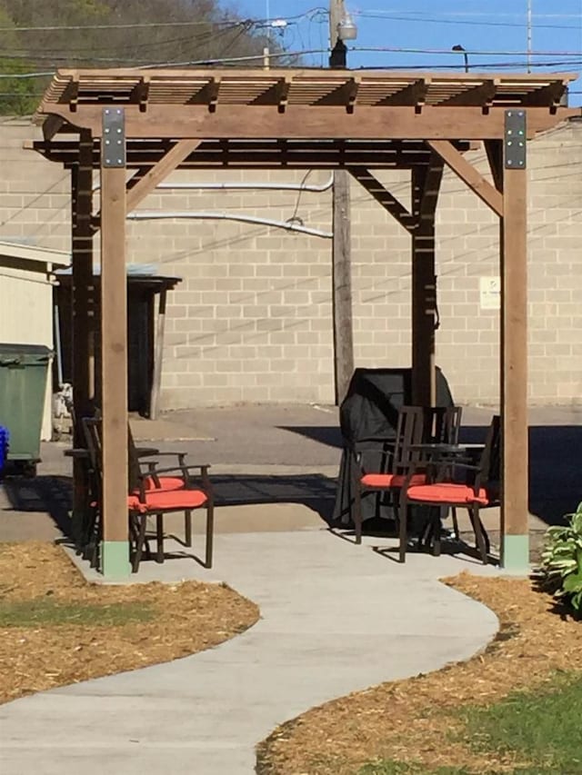 view of patio with a pergola