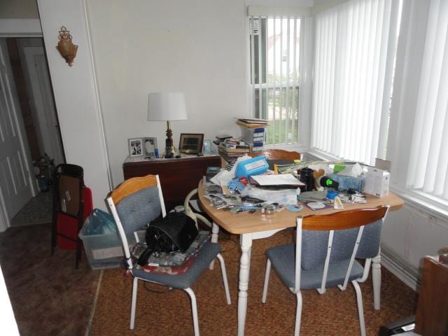 view of carpeted dining room