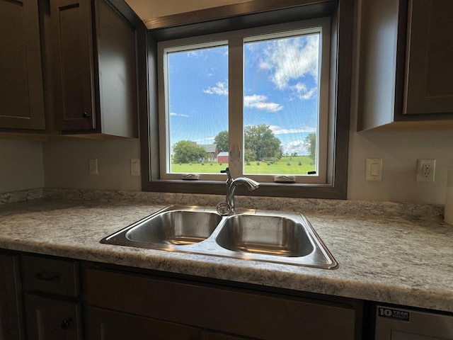 kitchen with sink and dark brown cabinets