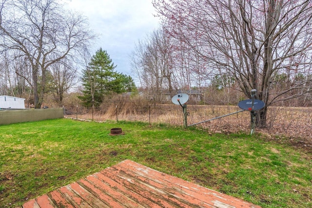 view of yard with a wooden deck