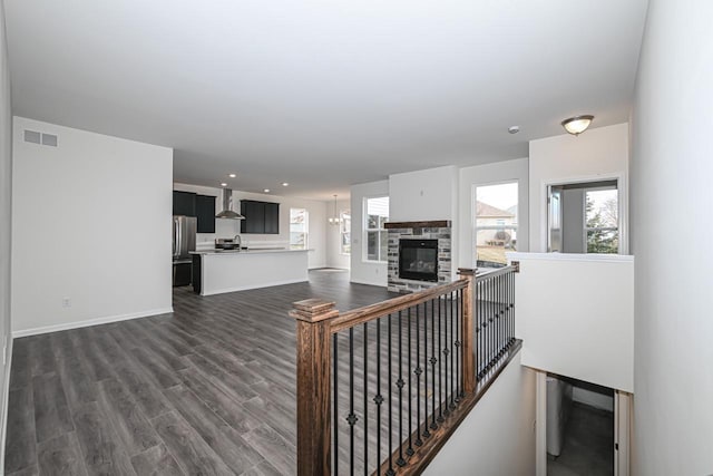 interior space featuring dark hardwood / wood-style flooring