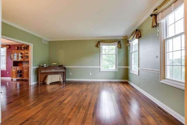 3310 Saracen Way, Verona, WI 53593 - unfurnished living room with wood-type flooring and ornamental molding