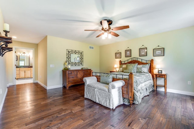 3310 Saracen Way, Verona, WI 53593 - bedroom featuring dark wood-style floors and a ceiling fan