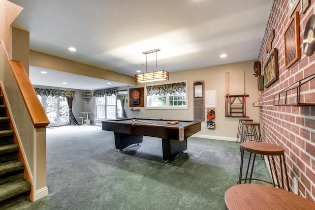 3310 Saracen Way, Verona, WI 53593 - rec room featuring carpet flooring, billiards table, and recessed lighting