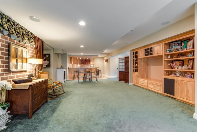 3310 Saracen Way, Verona, WI 53593 - carpeted living area featuring bar and recessed lighting
