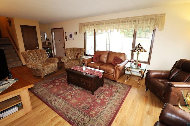 living room featuring light wood-type flooring