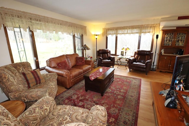 living room with light hardwood / wood-style floors