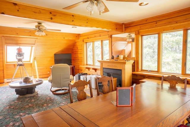 dining space featuring plenty of natural light and ceiling fan