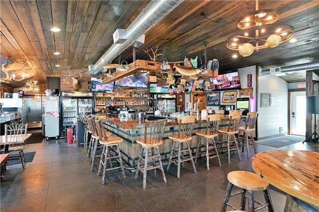 bar featuring wood ceiling