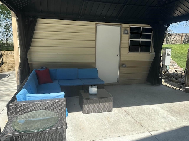 view of patio featuring an outdoor living space