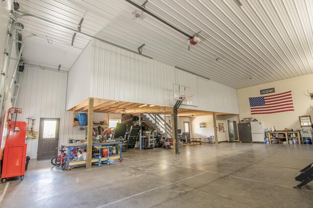 garage featuring white refrigerator