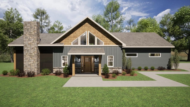 view of front of home featuring a front lawn