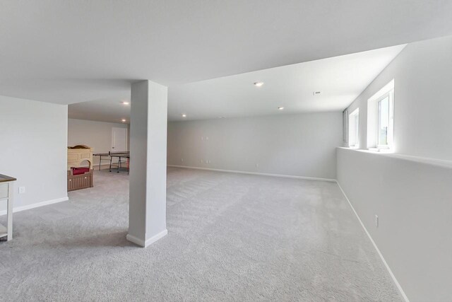 basement with carpet