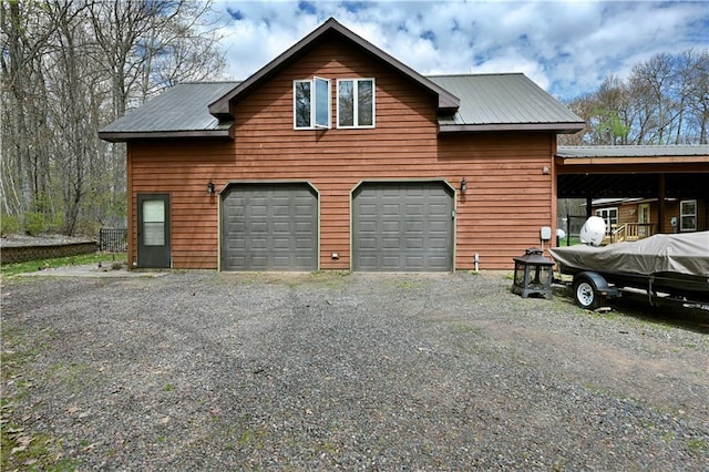 exterior space with a garage