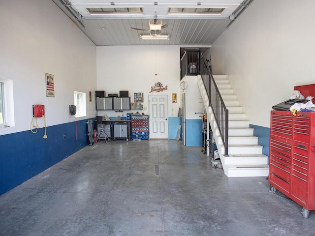 garage with a garage door opener