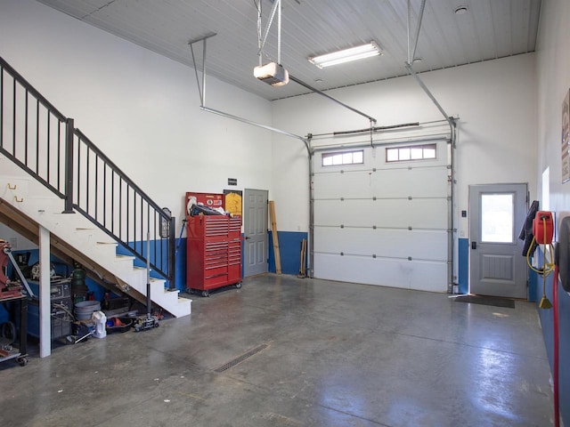 garage with a garage door opener