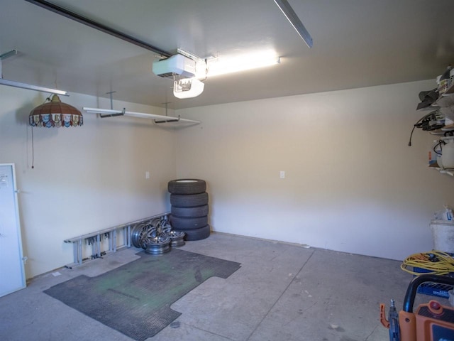 garage with a garage door opener