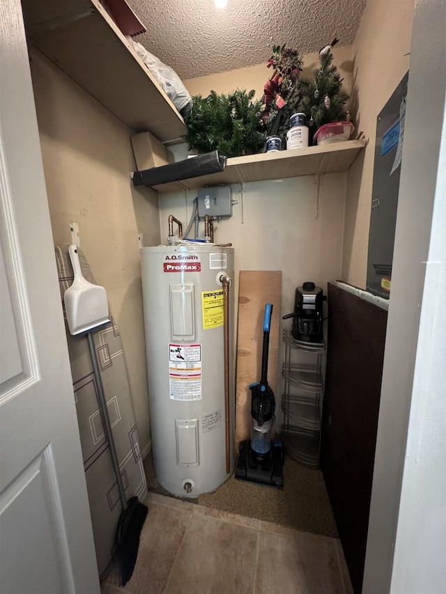 utility room featuring electric water heater