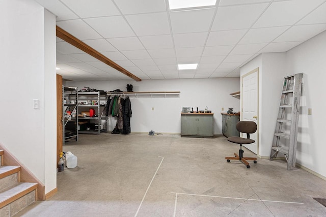 basement with a drop ceiling