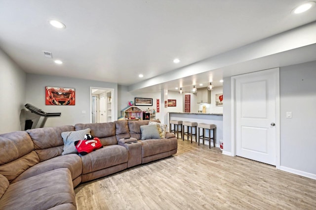 living room featuring light hardwood / wood-style flooring