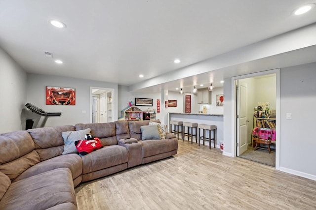 living room featuring light hardwood / wood-style flooring