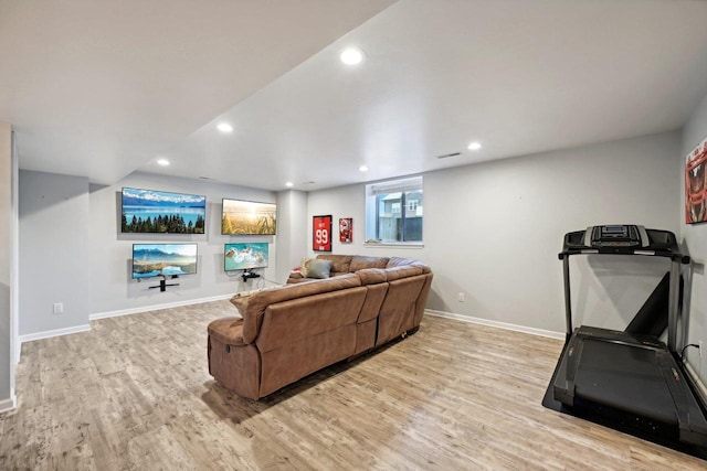 living room featuring light hardwood / wood-style flooring