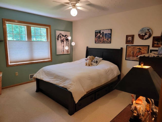 bedroom with carpet and ceiling fan