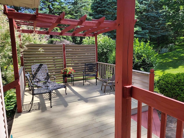 wooden deck with a pergola