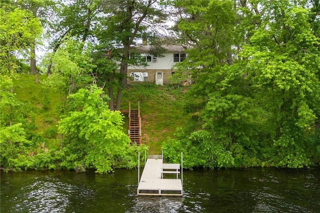 view of dock featuring a water view