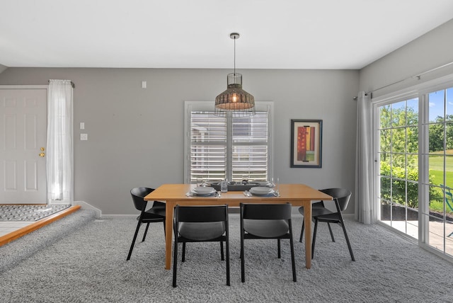 dining space featuring carpet floors