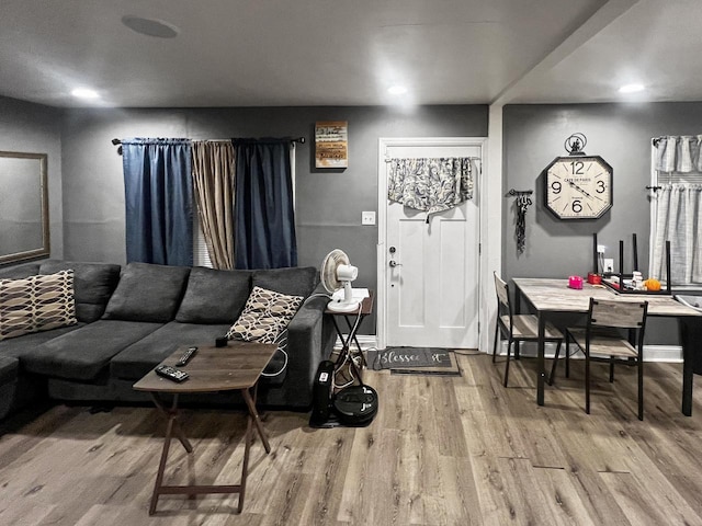 living room featuring light hardwood / wood-style floors